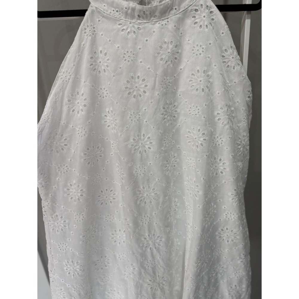 Women's White Floral eyelet Lace Halter Boho Cottagecore Summer A-Line Dress 3XL - Picture 2 of 6